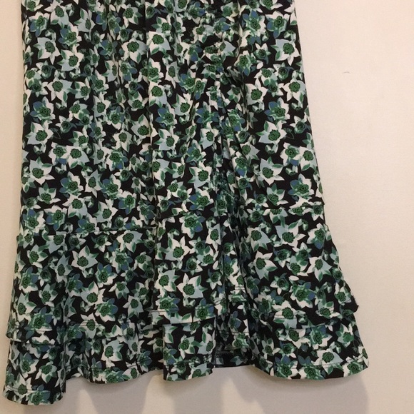 Dex Floral Ruffled Mini Dress Teal Blue Short Sleeve V Neck - Picture 5 of 8